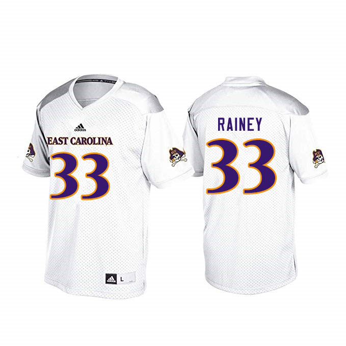 Men #33 Jaren Rainey ECU Pirates College Football Jerseys Sale-White